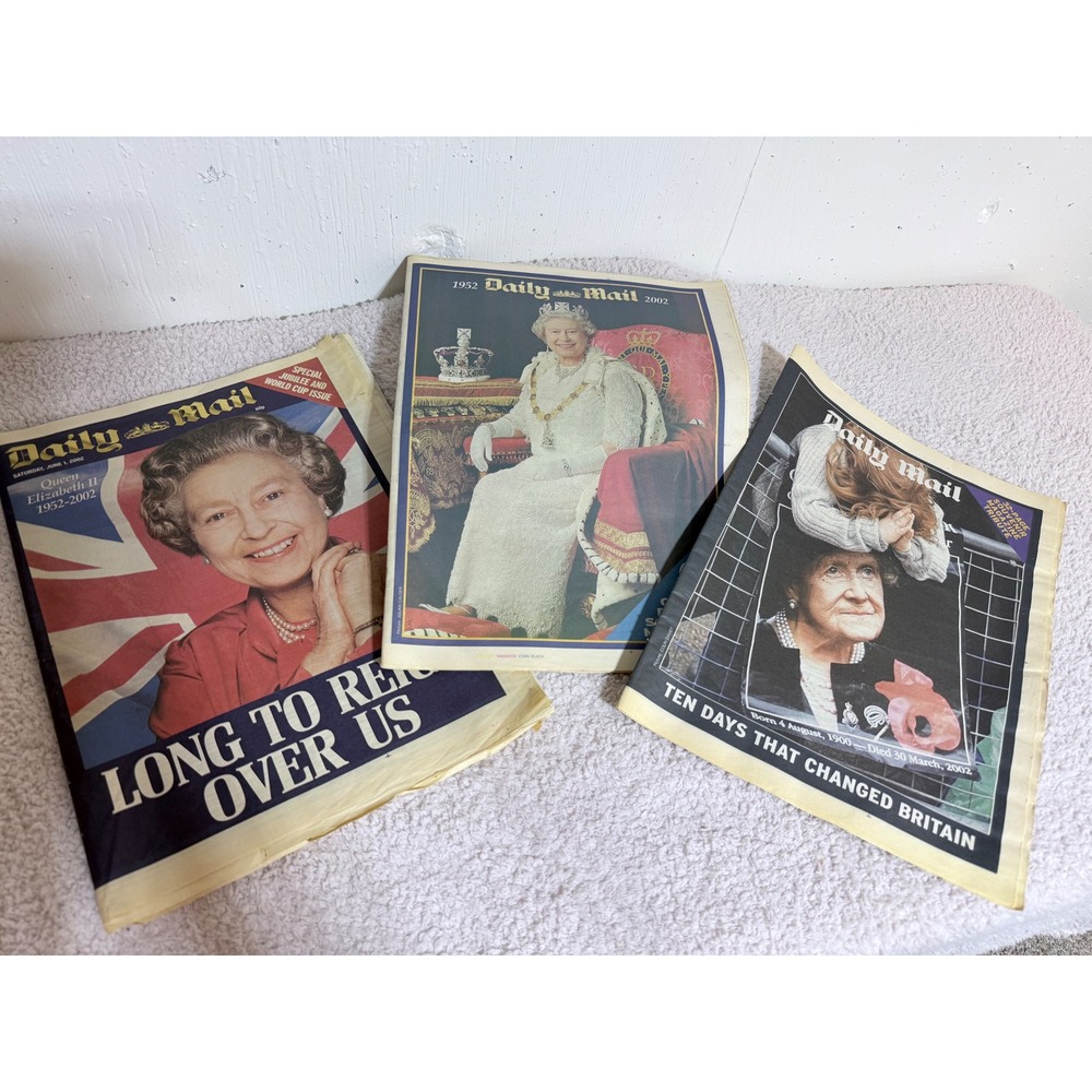 Daily Mail Newspaper Lot Queen Elizabeth II Golden Jubilee Queen Mother Vintage